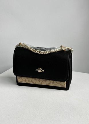 Сумка coach mini klare crossbody in signature canvas in light khaki/snake 21 х 15 х 8 см