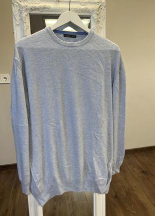 Кашемировый пуловер xl голубой мужской шерстяной свитер шерсть и кашемир теплая кофта мужская