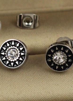 Сережки гвоздики xuping jewelry календар майя 8 мм сріблясті