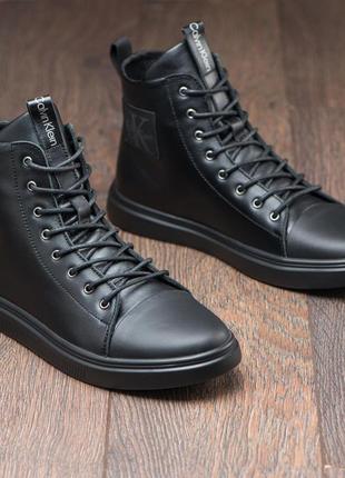 Мужские зимние ботинки calvin klein, высокие кеды на молнии, молодіжні зимові...