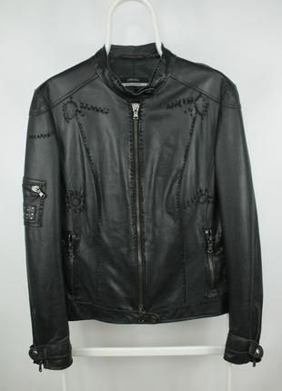 Шикарна шкіряна куртка orwell repair black leather jacket wmns