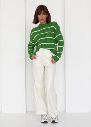 Жіночий в’язаний светр в смужку2 фото