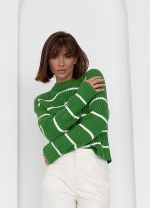 Жіночий в’язаний светр в смужку4 фото