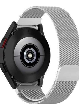 Браслет для samsung galaxy watch 4, колір срібла, міланська петля на магнітній застібці2 фото