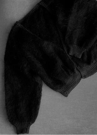 Пушистый черный кардиган из мохера2 фото