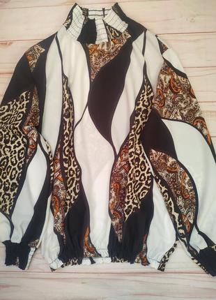 Блуза с леопардовым  принтом на резинке