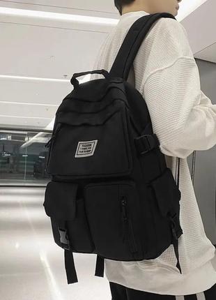 Рюкзак унісекс чорний у стилі haradjuku7 фото
