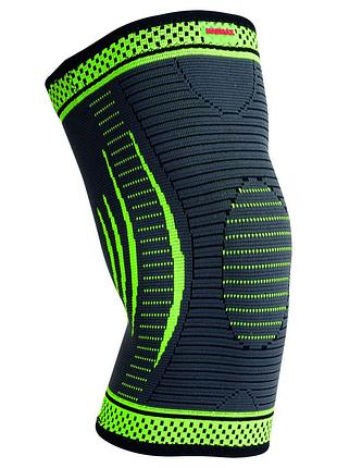 Наколінник спортивний компресійний наколінний бандаж madmax mfa-284 3d dark grey/neon green l ku-22