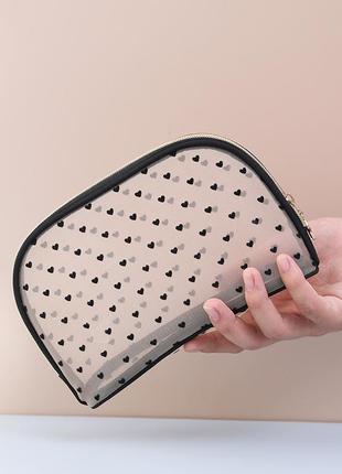 Прозрачная сетчастая косметичка органайзер