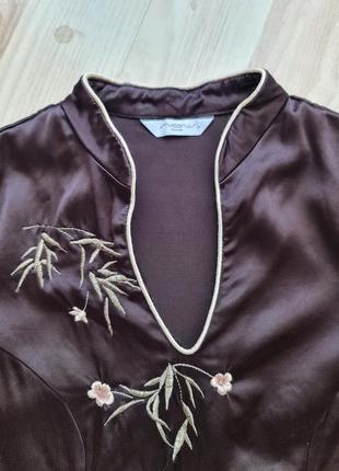 Блузка в японському стилі натуральна блузка жіноча з коротким рукавом віскозна атласна шовкова2 фото