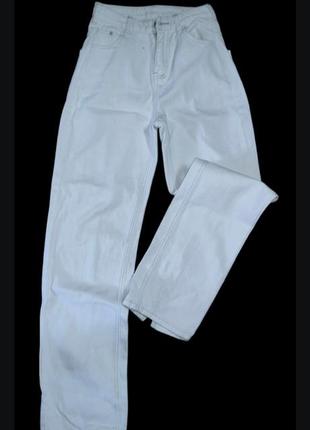 Белые мом xхs/хs с разрезами джинсы женские3 фото