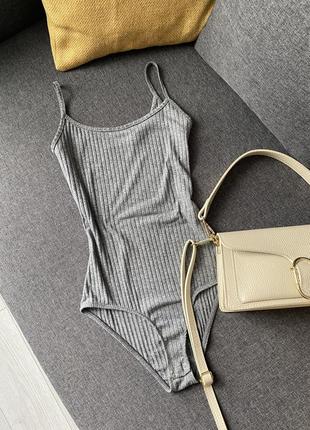 Базове боді в рубчик bershka8 фото