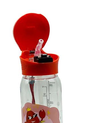Пляшка спортивна для води пластикова casno 400 мл kxn-1195 червона (краб) з соломинкою ve-332 фото