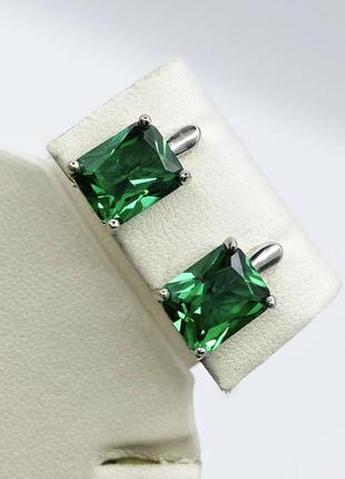 Сережки срібні з nano смарагдом 4,57 г