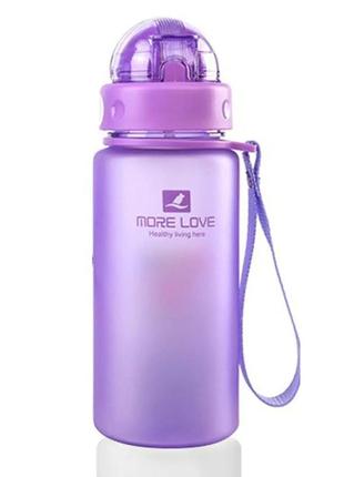 Пляшка спортивна для води пластикова casno 400 мл mx-5028 more love фіолетова з соломинкою ve-336 фото