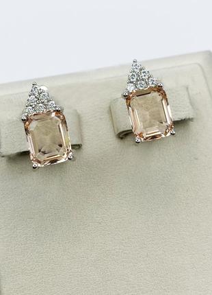 Сережки срібні з морганітом 4,92 г