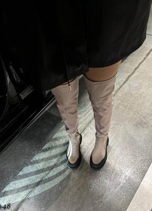 Шикарні жіночі демісезонні чоботи ботфорти, натуральна шкіра5 фото