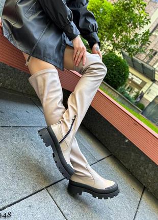 Шикарні жіночі демісезонні чоботи ботфорти, натуральна шкіра4 фото