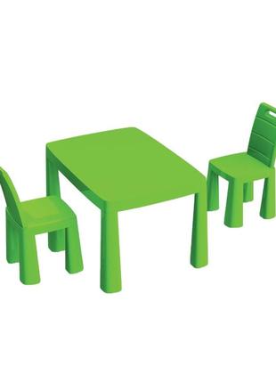 Детский пластиковый стол и 2 стула doloni toys 04680/2 зеленый