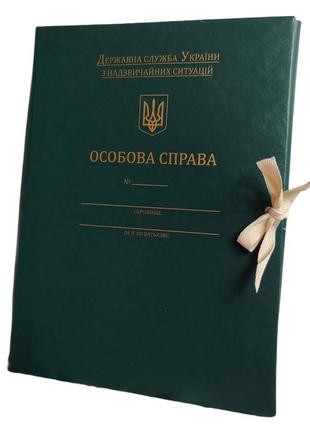 Папка особова справа корінець 40мм із бумвінілу для державної служби україни нс з тисненням ф. а4, зав'язки зелений