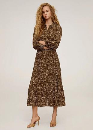 Ярусное платье mango в горошок