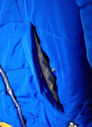 Р 14-16 / 48-50-52 яскраве синє електрик зимове тепле пальто пуховик з хутром на капюшоні3 фото