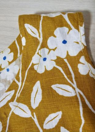 Актуальная льняная лен лен блуза блузка цветы цветочный принт батал большой размер5 фото