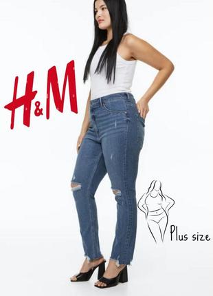 Джинсы plus size от h&amp;m (стрейч, рваные)3 фото