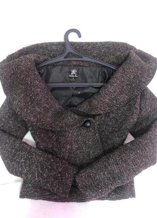 Женский укороченный пиджак/пальто double zero brown tweed с одной пуговицей разами s женский