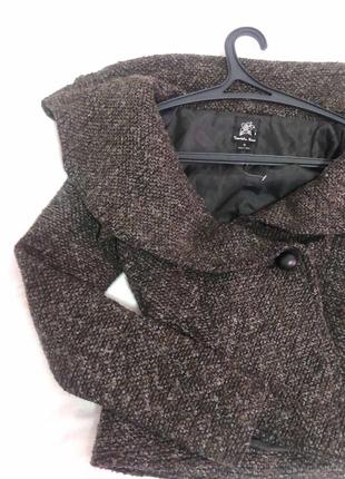 Женский укороченный пиджак/пальто double zero brown tweed с одной пуговицей разами s женский3 фото