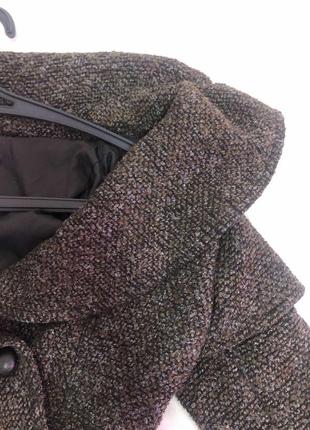 Женский укороченный пиджак/пальто double zero brown tweed с одной пуговицей разами s женский6 фото