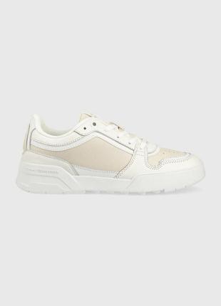 Кожаные кроссовки tommy hilfiger low th basket sneaker