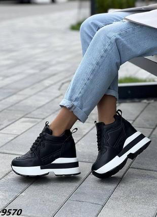 Кросівки (снікерси), чорний, екошкіра3 фото