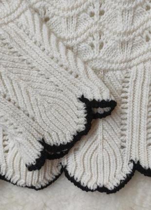 Белый свитер вязаная кофта с пуговицами кардиган с большим воротником кроп укороченная черным mango8 фото