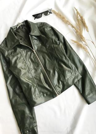 Виниловая рубашка куртка зеленая хакки милитари пленка ретро 90е винтажная