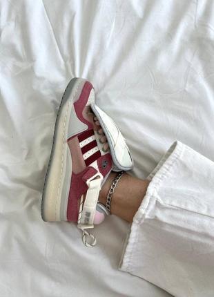 Кросівки  в стилі adidas forum bad banny  біло рожеві4 фото