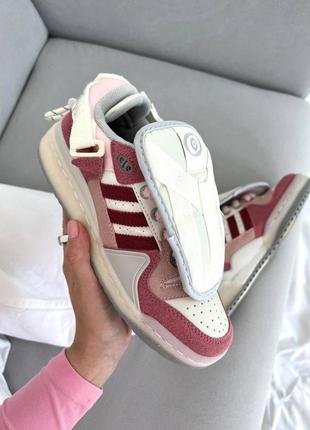 Кросівки  в стилі adidas forum bad banny  біло рожеві3 фото