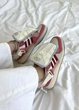 Кросівки  в стилі adidas forum bad banny  біло рожеві7 фото