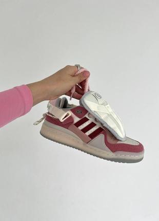 Кросівки  в стилі adidas forum bad banny  біло рожеві6 фото