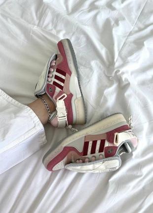 Кросівки  в стилі adidas forum bad banny  біло рожеві8 фото