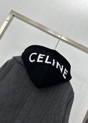 Пальто в стиле celine шерсть серое удлиненная с капюшоном8 фото