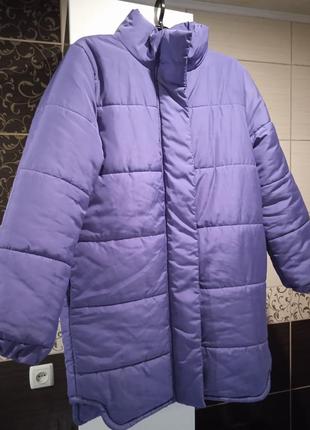 Пальто зимове, фіолетовий колір2 фото