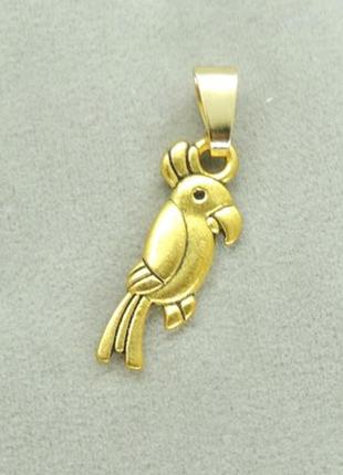 Кулон подвеска liresmina jewelry попугай какаду 2 см золотистый