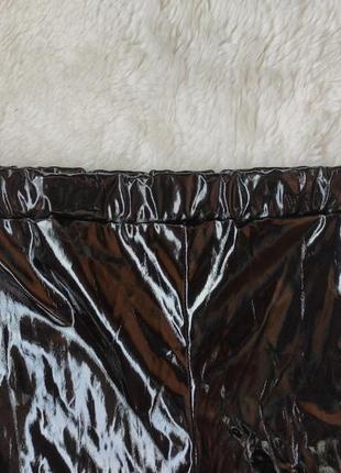 Чорні шкіряні лосини легінси на гумці висока талія латексні лосини блискучі вініл7 фото