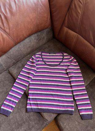 Шерстяной свитер джемпер naturale оригинальный роженый в полоску