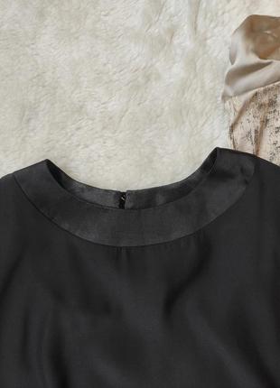 Чорна довга блуза оверсайз широка блузка туніка кажан з атласом батал великого6 фото