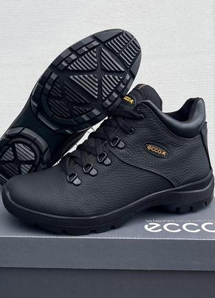 Мужские зимние кожаные ботинки тёплые и удобные экко