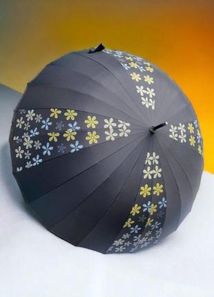 Женский изящный зонт-трость, полуавтомат, 24 спици, семейный большой зонт-трость антиветер3 фото