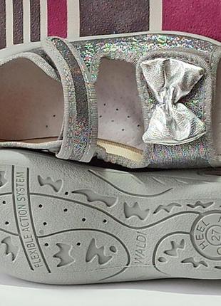 Текстильні босоніжки відкриті ортопедичні тапочки з жорсткою п'ятою для дівчинки валді waldi єва6 фото