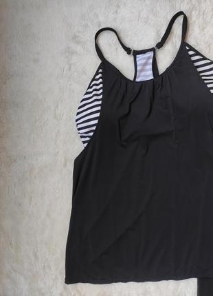 Черный верх купальника платье купальник-майка с топом с чашками батал большого размера большую грудь4 фото